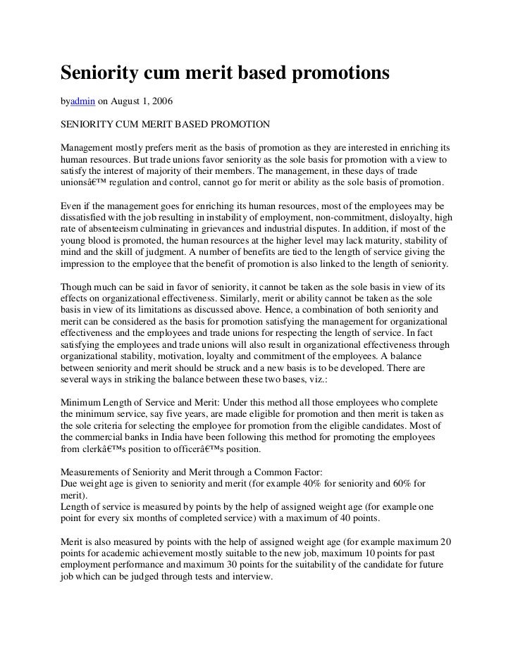 basis of promotion merit based promotion in hrm
